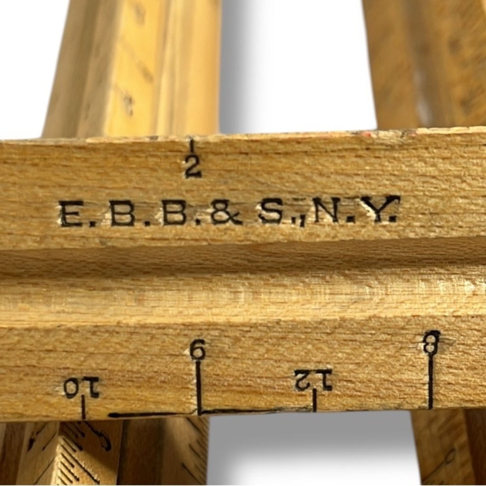 Vintage EBB & S NY Engineering Drafting Ruler Wooden 12 inches 3 Sided Triangle